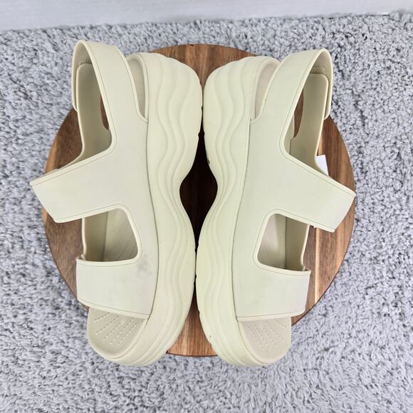 Crocs Skyline White Vanilla Double Strap Ankle Y2K Platform Square Toe Sandals - Picture 10 of 16